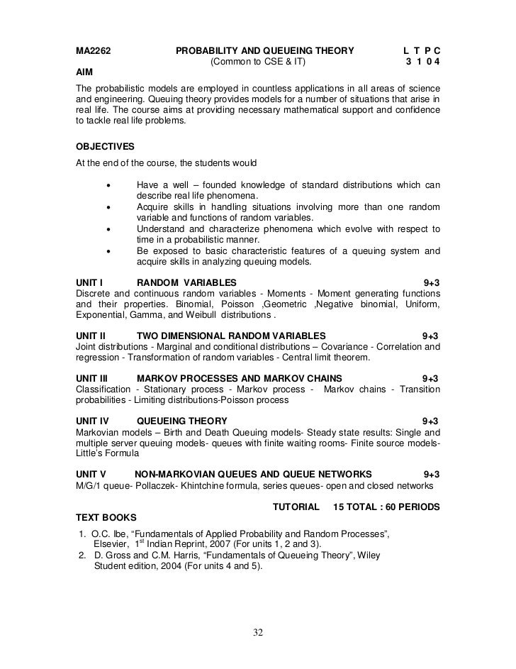 ma2262 syllabus